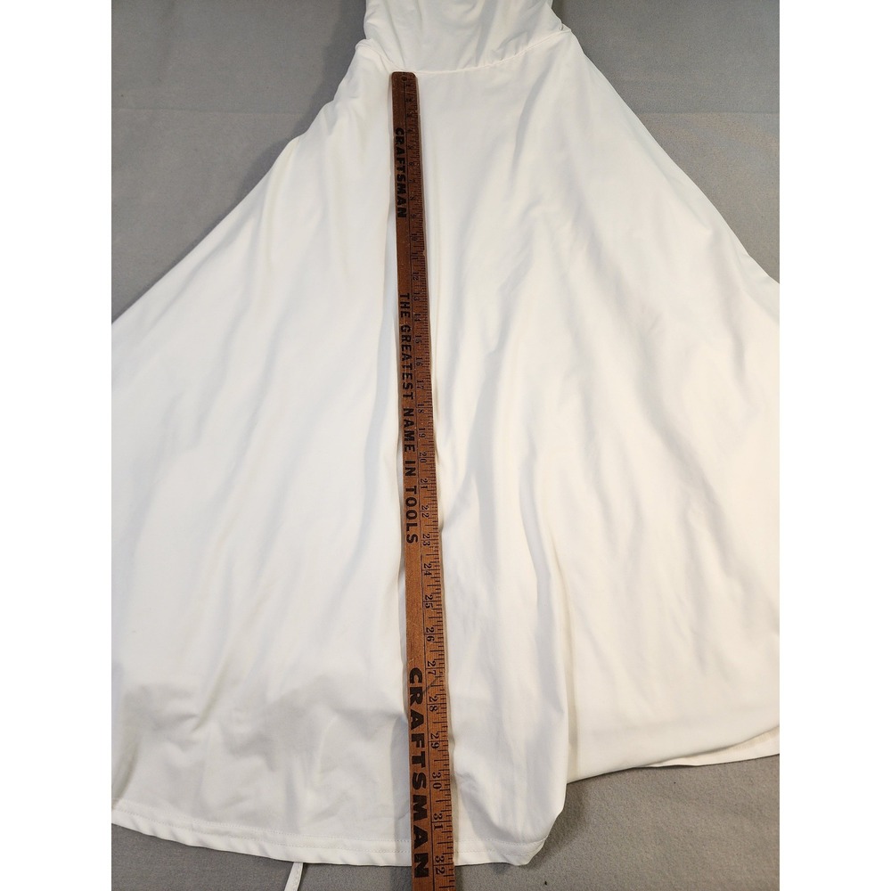 OYS Maxi Dress Womens Medium White New Lace Up Back Sweetheart Neck Full Skirt - Picture 6 of 7